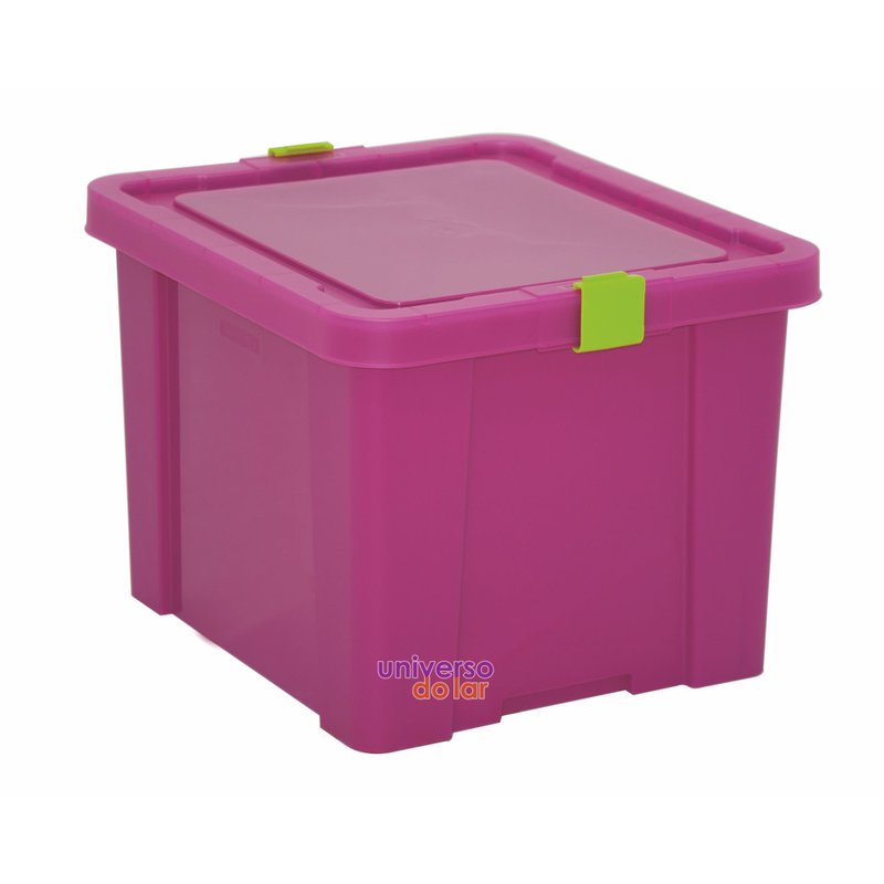 Caixa Organizadora 30L Verde Basic - Rosa